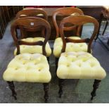 A Set Of Four Stained Mahogany Balloon Back Dining Chairs