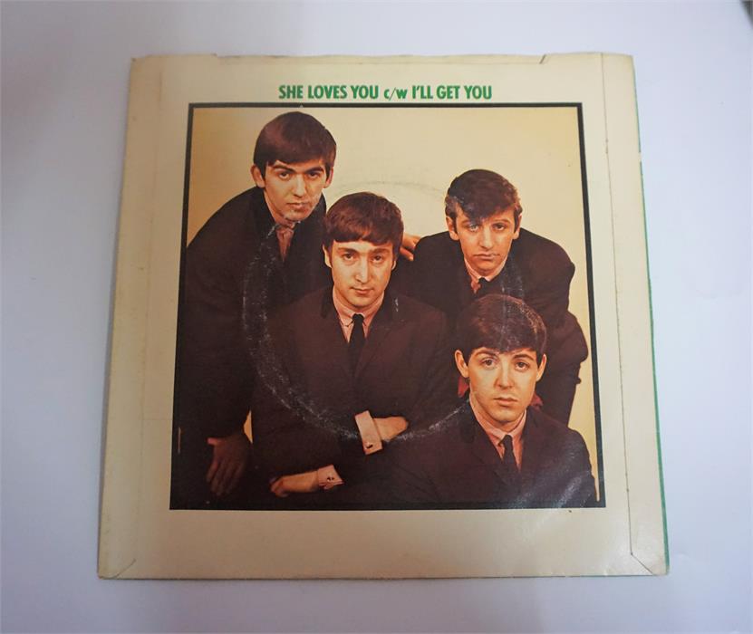 Beatles Memorabilia, A Set Of Seven Vinyl 45s By Parlophone From The Singles Collection 1962-1970,