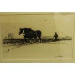 Harold Storey (British 1888-1965) "Ploughing" Signed Proof Etching, signed in pencil to lower right,