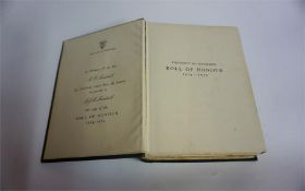 University Of Edinburgh Roll Of Honour & Records Of War Service 1914-1919, printed in 1921, one