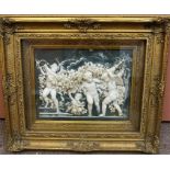 A Reproduction Plaque Of Putti Children, in the form of four Putti entwined in floral garlands, 29 x