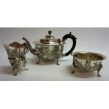 An Irish Silver Three Piece Tea Service, Hallmarks for West & Son Dublin, circa early 20th