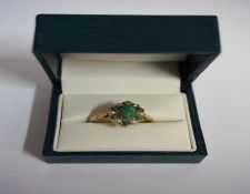 A 9ct Gold Jade & Seed Pearl Ring, overall weight 3.1 grams