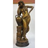 A Large Goldscheider Pottery Figure Of Rebecca, the water carrier resting on an amphora vase, with a