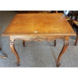 A French Oak Window Table, circa early 20th century, with square top, 68cm high, 79cm wide.