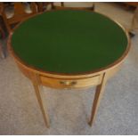 A George III Style Mahogany Fold Over Card Table, the fold over top enclosing a green felt lined