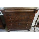 A Victorian Scottish Mahogany Chest Of Drawers, with small and long fitted drawers, lacking column