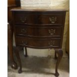 A Small Mahogany Serpentine Chest Of Drawers, with three drawers, raised on cabriole legs with pad