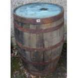 A Large Wood & Metal Bound Barrel, circa early 20th century, 91cm high, 57cm diameter