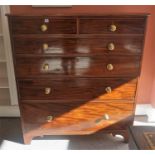 A Georgian Mahogany Chest Of Drawers, with two small drawers above four graduated drawers, with