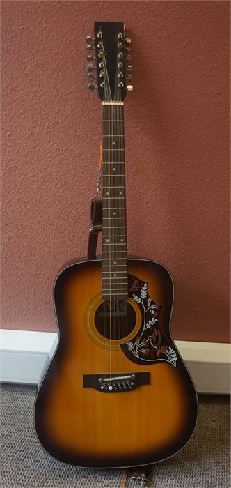 A K520 Twelve String Accoustic Guitar, 107cm high