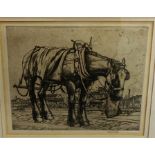 Robert Sargent Austin (British 1895-1923) "The Trace Horse 1921" Etching, signed in pencil Robert