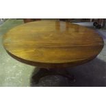 A William IV Rosewood Breakfast Table, with snap top action circular top, raised on an octagonal