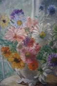 Mary Ethel Hunter (1878-1936) "Still Life Of Flowers In a Jug" Oil On Board, signed lower left, 46 x