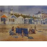 Mary Gundry "Bathing Huts" Signed Limited Edition Print, signed in pencil lower right, no 72 of 200,