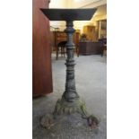 A Cast Iron Pub Table Base, Probably from a Manchester foundry, raised on shaped tripod feet, 68cm