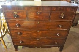 A George III Mahogany Chest Of Drawers, with three small drawers above three long drawers, with