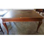 A Mahogany Centre Table, with a leather tooled surface, raised on pad foot, 77cm high, 123cm wide,