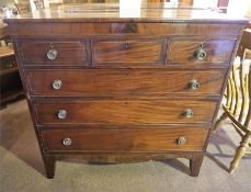 A George III Mahogany Chest Of Drawers, with three small drawers above three long drawers, 119cm