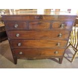 A George III Mahogany Chest Of Drawers, with three small drawers above three long drawers, 119cm