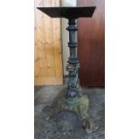 A Cast Iron Pub Table Base, Probably from a Manchester foundry, raised on shaped tripod feet, 68cm