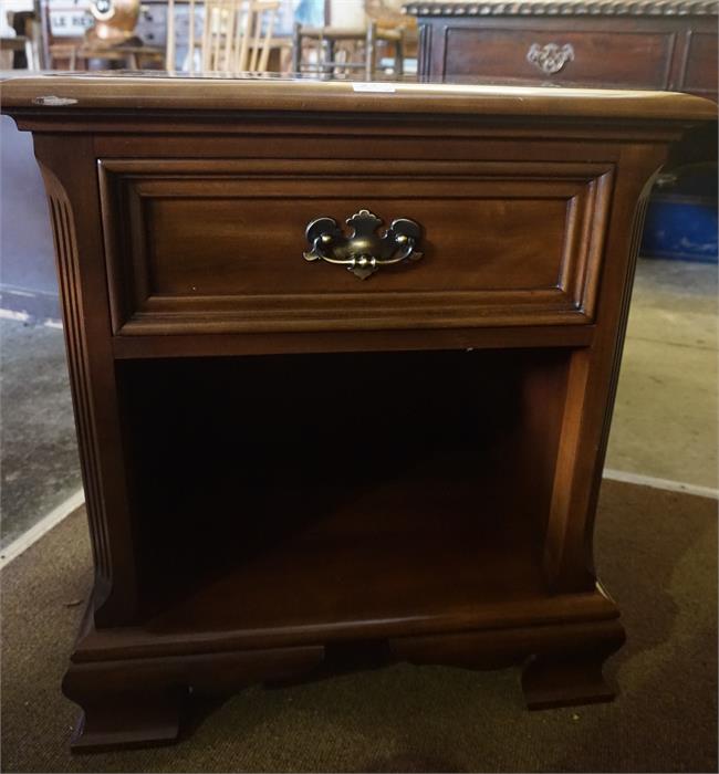 A Pair Of Modern Cherry Wood Bedside Cabinets By Gibbard Craftsmen, with a drawer above open recess,