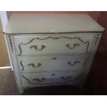 A Painted Pine Chest Of Drawers, circa early 20th century, with three drawers, 82cm high, 83cm wide,