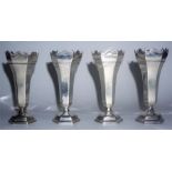 A Set Of Four Edwardian Silver Soli Fleurs, Hallmarks for London 1906, with a scalloped edge above a