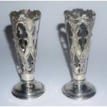 A Pair Of Edwardian Silver Soli Fleurs, Hallmarks for William Henry Sparrow Birmingham 1907,