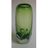 Adam Jablonski (Born 1936) Art Glass Vase, in two tone green, initialled AJ to underside, 17cm high