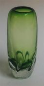 Adam Jablonski (Born 1936) Art Glass Vase, in two tone green, initialled AJ to underside, 17cm high