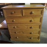 A Pine Chest Of Drawers, with two small drawers above four long drawers, 107cm high, 98cm wide, 50cm