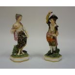 A Pair Of Bloor Derby Porcelain Figures, circa 1835, modelled as a male and female, raised on