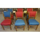 A Set Of Six Oak Dining Chairs, circa early 20th century, with later upholstered stuff-over seats,