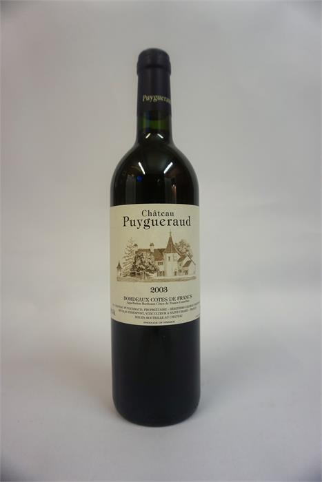 A Case Of Twelve Bottles Of Chateau Puygueraud 2003, Bordeaux Cotes De Francs, 13.5% vol, 75cl