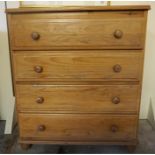 A Pine Chest Of Drawers, with four drawers, 88cm high, 77cm wide, 48cm deep.