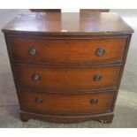A Reproduction Mahogany Chest Of Drawers, with three drawers, 85cm high, 80cm wide, 49cm deep