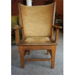 A Reproduction Childs Orkney Chair, with woven back rest and seat, 84cm high