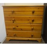 A Modern Pine Chest Of Drawers, with four drawers, 75cm high, 80cm wide, 40cm deep.