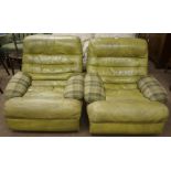 A Pair of 1970s Retro Green Leather Armchairs, Probably by Parker Knoll, 81cm high, (2)