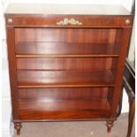 A Reproduction Mahogany Open Bookcase, With open shelving and parcel gilt style decoration, raised