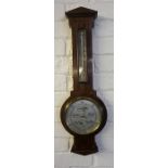 A Mahogany & Line Inlaid Barometer By Redfern,s Sheffield, with a silvered thermometer guage and