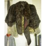 Two Ladies Fur Jackets, one retailed by Jenners, the other a size 12, also with a fur stole, (3)