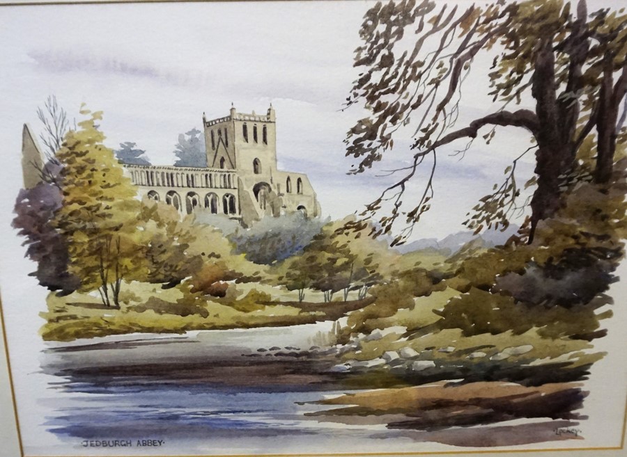 Lockey "Jedburgh Abbey" Watercolour, signed to lower right, 25 x 35.5cm, framed