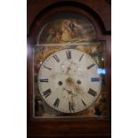 A Georgian Oak Eight Day Longcase Clock, Signed W. Rutherford Hawick, with a 12 inch painted dial