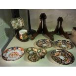 A Small Lot of Royal Crown Derby Porcelain, to include saucers and trefoil dish, also with a