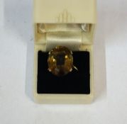 A 9ct Gold & Citrine Ring, the citrine stone is set in a claw setting, measuring approximately 2cm