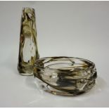 A Whitefriars "Nobbly Streaky" Vase & Bowl, vase 26cm high, bowl 19cm diameter, (2)