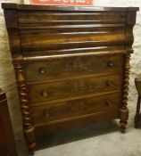 A Victorian Mahogany Kilmarnock Chest of Drawers, With two large drawers above three graduated