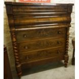 A Victorian Mahogany Kilmarnock Chest of Drawers, With two large drawers above three graduated